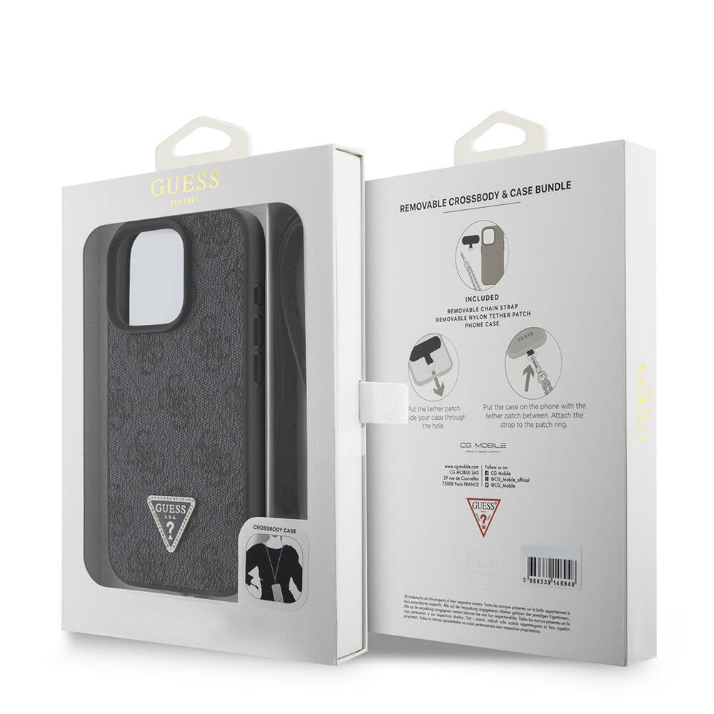 Guess iPhone 16 Pro Orjinal Lisanslı PU Deri Taşlı Metal Üçgen Logolu Çapraz Vücut Askılı 4G Desenli Telefon Kılıfı - 9 Guess iPhone 16 Pro Orjinal Lisanslı PU Deri Taşlı Metal Üçgen Logolu Çapraz Vücut Askılı 4G Desenli Telefon Kılıfı - 9